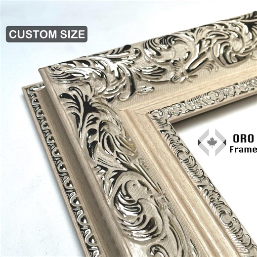 Custom Ornate 3.75” Wide Silver White Picture Frame – Baroque Style Wall Art Frame - Etsy