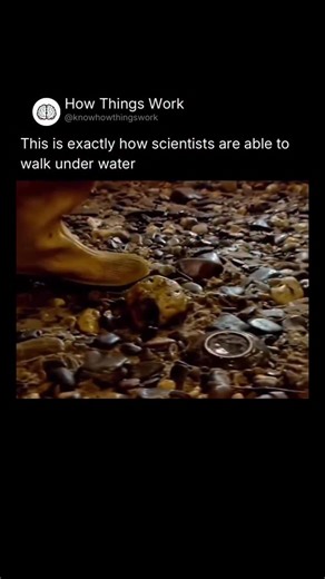 How Things Work on Instagram: "Scientists walk underwater using specialized diving systems that counter buoyancy and pressure rather than normal swimming. In shallow research, divers wear weighted scuba gear so their body becomes neutrally or slightly negatively buoyant, allowing them to stand and walk along the seabed. For deep or long-duration work, scientists use saturation diving, living in pressurized habitats or chambers so their bodies adapt to high pressure; they then descend in diving s