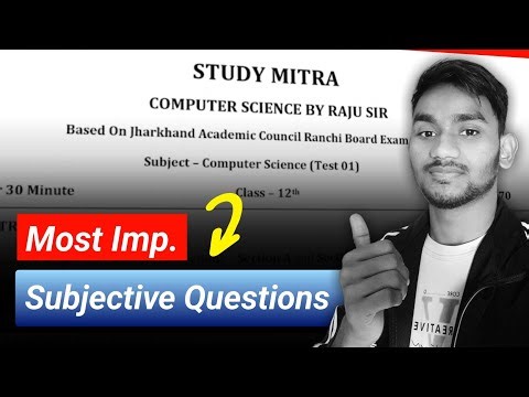 Most Imp. Subjective Questions | Computer Science | Class 12 | JAC Board 2026 | Study Mitra