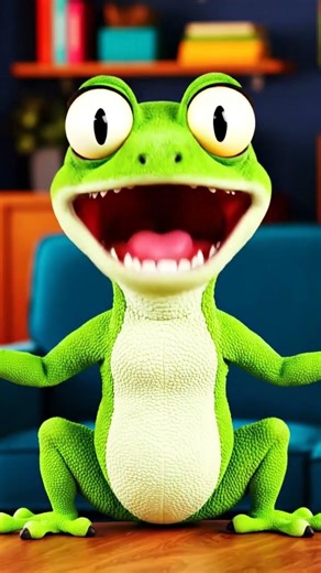 A hyper expressive cartoon gecko