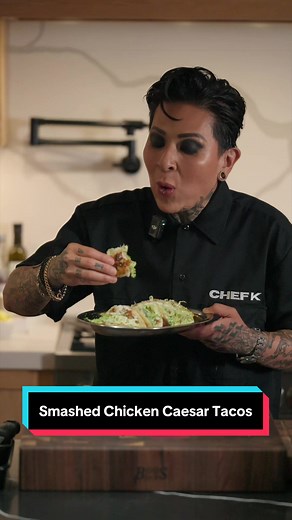 Smashed Chicken Caesar Tacos 🌮🥬 Turn your favorite salad into tacos. This one’s definitely a keeper. Full Recipe in Caption 1 pound ground chicken 1 egg 8 small flour tortillas (street taco size) 1 tsp garlic powder 1 tsp onion powder 1/2 tsp salt 1/4 tsp black pepper 3 tablespoon olive oil or avocado oil 3 tablespoon butter 3/4 cup Caesar salad dressing 4 cups shaved romaine lettuce 1/2 cup grated Parmesan 1️⃣ In a medium mixing bowl, thoroughly combine the ground chicken with the garlic powd