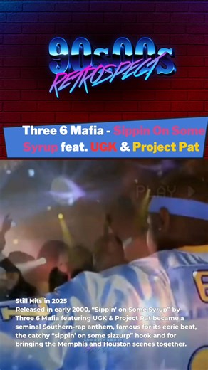 Sippin’ On Some Syrup Three 6 Mafia ft. UGK & Project Pat That hypnotic Memphis sound — slowed, syrupy, and raw. When this dropped, it defined an entire Southern mood. #Three6Mafia #UGK #ProjectPat | Retrospect 90s 00s