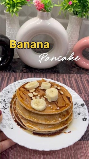 Eggless Banana Pancakes Recipe | Soft, Fluffy & Healthy Breakfast #trending #pancake #viralshorts