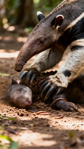 18K views · 127 reactions | Giant Anteater Saves Tapir Calf From Deadly Centipede Swarm! #animals #rescue | Laugh, Cry and Smile | Facebook