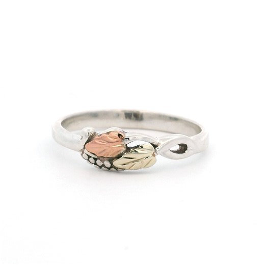 Sterling & Black Hills Gold Leaf Ring - Etsy