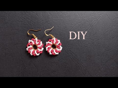 Easy Beaded Christmas Earrings Tutorial, Seed Bead Candy Wreath Making