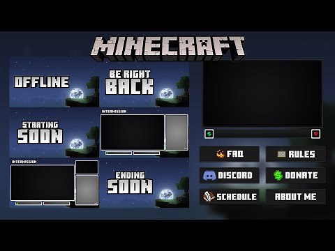 Minecraft Night Animated Twitch Stream Overlay [FREE VERSION AVAILABLE]