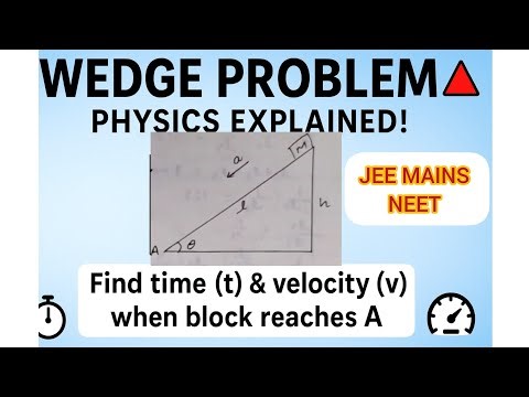 Wedge Problem | Find Time (t) & Velocity (v) When Block Reaches Point A | Physics Class 11 & 12 #jee