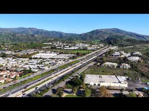 Highway 101 Along the Coast Near Carpinteria California 4K Aerial
