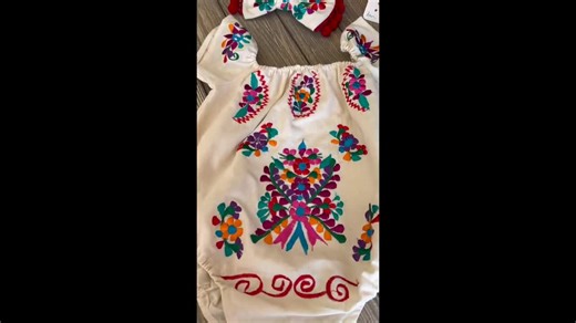 Floral Embroidered Mexican Baby Bodysuit, Matching Bow - Etsy