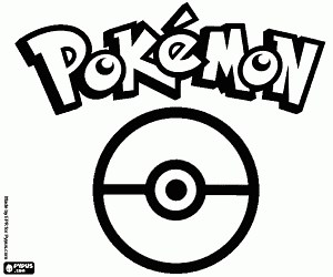 Logo of Pokemon and Pokeball coloring page printable game