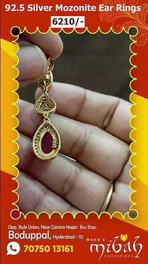 92.5 Silver Mozonite Ear Rings