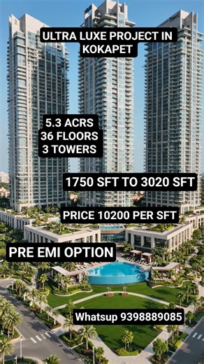 ULTRA LUXURIOUS PROJECT IN KOKAPET#realestate#hyderabad#luxury#shorts#ytshorts#viral#trending#yt#fb