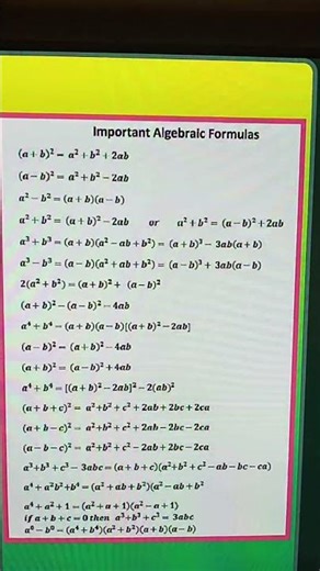 Most important algebraic formulas.