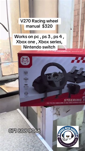 V270 Racing wheel manual $320 Works on pc , ps 3 , ps 4 , Xbox one , Xbox series, Nintendo switch #michaelmteegadgets #gameszw