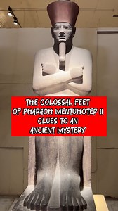 📸 The Colossal Feet of Pharaoh Mentuhotep II — Clues to an Ancient Mystery 👁️‍🗨️ In the grand halls of the Egyptian Museum in Cairo, stands one of the most powerful and enigmatic statues from ancient Egypt — the seated figure of Pharaoh Mentuhotep II, the ruler who reunited Egypt after chaos and founded the Middle Kingdom around 2050 BCE. Discovered by Howard Carter in 1900 at Deir el-Bahari in Luxor, this statue once stood inside the king’s mortuary temple — a symbol of divine kingship and r