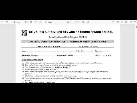 GRADE 10 C0RE MATHEMATICS LESSON, STEM PATHWAY : SHIFTING GRADES ONLINE SCHOOL official.