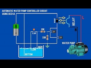 Automatic Water Pump Controller circuit using two transistors BC 548 Only