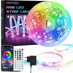 HOVVIDA LED Strip 5M, 30 LEDs/Meter, 1x5M, 150 LED, RGB LED Streifen, APP und Fernbedienung, Musikmodus, Timing-Modus, LED für Zimmer, Wohnzimmer, Küche, Schlafzimmer, Bar, Party