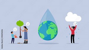 Planting Trees into Soil in Garden, Save World, Earth Day ector cartoon animation