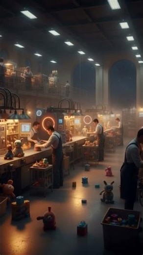Step inside a breathtaking futuristic toy factory where creativity meets precision