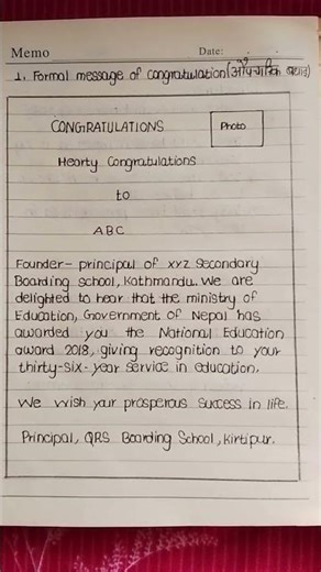 Formal message of congratulations | Sample