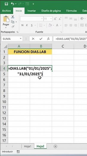 Cómo calcular DÍAS LABORABLES en Excel con DIAS.LAB 📊#excel #shorts