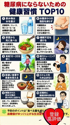 糖尿病にならないための健康習慣 TOP10