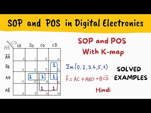 SOP AND POS WITH K-MAP - Minimize SOP and POS with K-map solved examples - Hindi