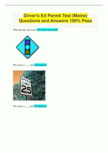 Drivers Ed Permit Test Maine Questions and Answers 100 Pass2865