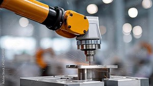 Robotic Arm Automation Precision Machining of Metal Components in Industrial Manufacturing Technology Stock Video