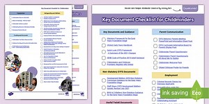 Key and Useful Documents Checklist for Childminders