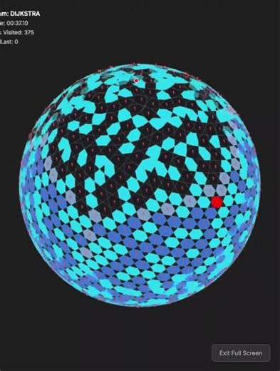 Dijkstra's Algorithm on a Glass-textured Mesh Sphere🌐 💎