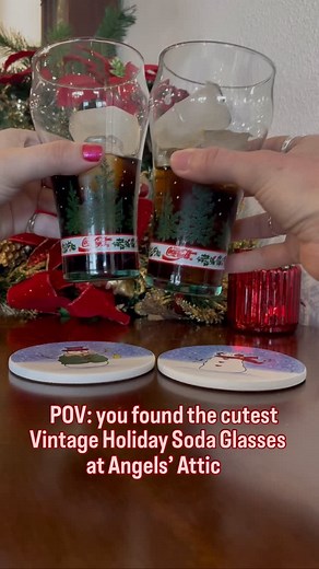 20 reactions | We think these vintage holiday soda glasses are so cute! ♥️懶 They’d look amazing on any Christmas table! Don’t wait—come grab these retro glasses before they’re gone!  #VintageChristmas #ChristmasNostalgia #RetroChristmas | Angels' Attic Upscale Resale in Grapevine | Facebook
