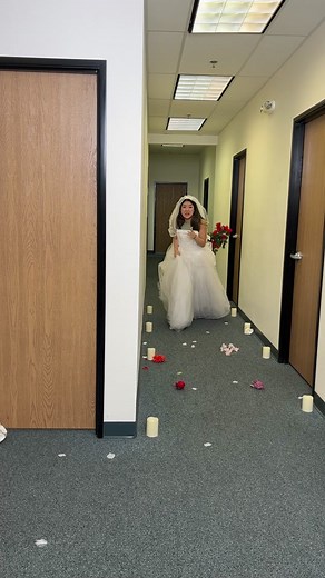 Bride hides from groom