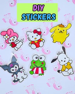 9.2K views · 59 reactions | DIY Sanrio Stickers made using art paper, markers and transparent tape. Super eaasy process to make cute stickers off My Melody, Kuromi, Hello Kitty, Pompompurin, Keroppi and Pochacco. Follow the tutorial to make these amazing handmade stickers at home. #diy #stickers #sanrio #artandcraft #cute #howto #drawing #trending #youtubellive #thelittlecrafties | The Little Crafties | Facebook