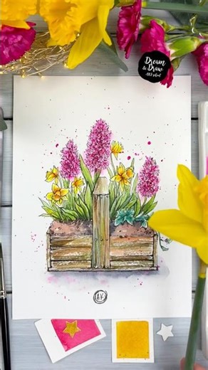 🌸 Draw Spring Flowers. Watercolor Hyacinths and Daffodils Sketch