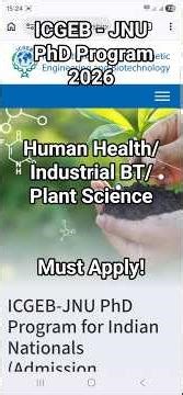 ICGEB-JNU PhD Announcement 2026 | Top Institute PhD Opportunity | Apply Now!