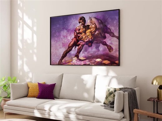 Custom Dodgeball "taking the Bull by the Horns" Watercolor Painting Art - Printed Poster, Canvas Wrap - White Goodman, Your Face Swap, Art - Etsy