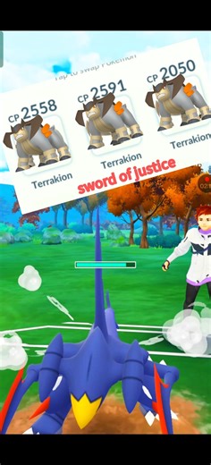MEGA GARCHOMP VS TERRakion master league battle in Pokemon go sword of justice battle