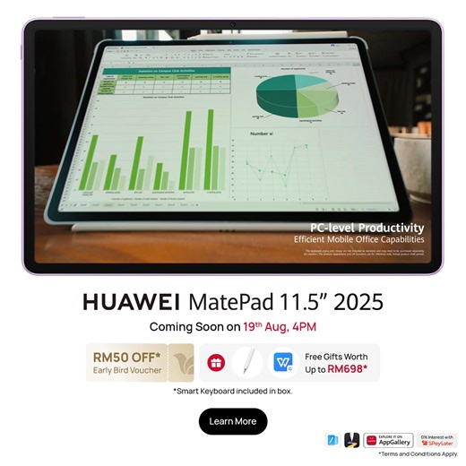 Meet the all-new #HUAWEIMatePad 11.5 PaperMatte Edition 2025, a tablet with powerful performance in a slim, portable design. It offers PC-level productivity, powered by WPS Office 2.0, to support efficient work in any environment. Its Eye-Soothing PaperMatte Display minimises glare and reflection for sustained visual comfort, while the slim body houses a long-lasting battery to power you through the day. Additionally, the HUAWEI M-Pencil (3rd generation) features a one click clasp for instant us