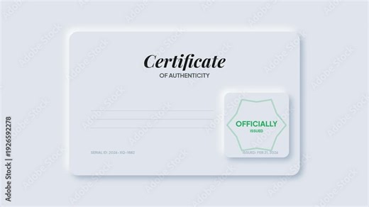 Certificate of Authenticity document with official seal and blank lines for signature and date on a clean background
