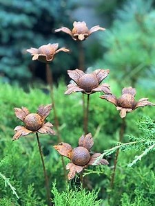 Rusty Flowers Set of 6, Garden Stakes, Metal Garden Decor, Yard Art, Outdoor Decor, Rusty Metal Garden Decor