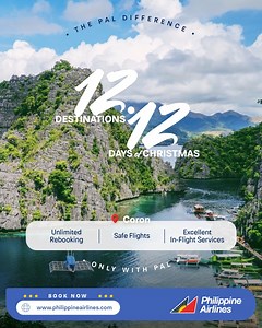 4.3K views · 2.1K reactions | This 12.12, we give you the gift of travel!  Experience #ThePALDifference when you flyPAL to domestic and international destinations – all open to give you the best holiday season ever.  Whether it’s in #Coron to be close to the water or in #Tokyo for a taste of culture, book a flight now at www.philippineairlines.com to have yourself a merry, travel-filled Christmas. ✈️ | Philippine Airlines | Facebook
