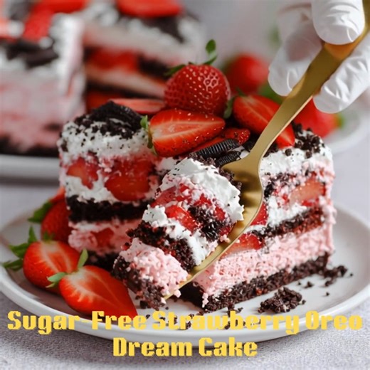 🍓 Sugar-Free Strawberry Oreo Dream Cake 🍰 Layers of fluffy cream, crushed sugar-free chocolate cookies, and fresh strawberries — pure dessert fantasy! 📝 Ingredients Cake: 2 cups almond flour ½ cup coconut flour 2 tsp baking powder ½ tsp salt 1 cup butter, softened ¾ cup Allulose 4 large eggs 1 tsp vanilla extract ½ cup unsweetened almond milk Cream Filling: 8 oz cream cheese, softened 1 cup heavy cream ½ cup powdered Monk Fruit sweetener 6 sugar-free chocolate sandwich cookies, crushed 1 cup 