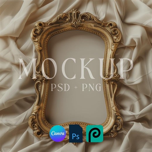 Vintage Frame Mockup, Antique Photo Frame Mockup, PSD Smart Object Mockup, Canva Drag & Drop, Rustic Frame Mockups, Canva Frame Mockup - Etsy