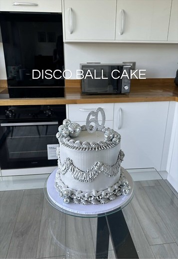 Silver Disco Ball Cake with White Chocolate Ganache