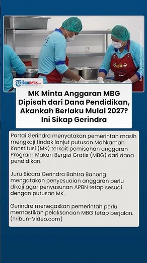 MK Minta Anggaran MBG Dipisah dari Dana Pendidikan, Akankah Berlaku 2027? Ini Sikap Gerindra