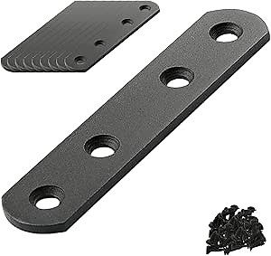 3-13/16" (97mm) Straight Brace Mending Plates for Wood Furniture - 10 Pack Small Metal Straight Brackets Plate | Multi-Hole Clamping Joining Coner Brace Connector for Bed Frame/Shelves/Desk (Black)