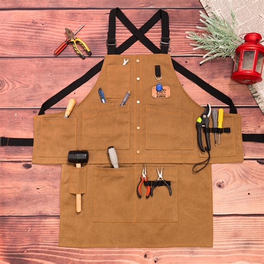 Custom Canvas Work Apron for Men, Detachable Tool Apron With Pockets, Workshop & Crafting Gift - Etsy